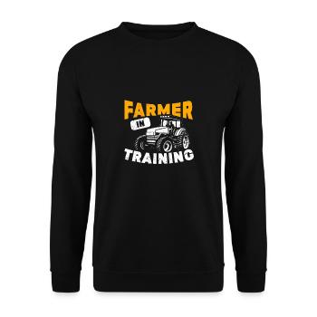 Funny Farm Tractor Farming Farmer In Training - Unisex Sweatshirt - black - Front - Alina (178cm) & Michal (187cm)