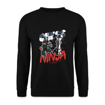 Drôle de joueur d’échecs Pièce d’échecs Chess Ninja - Sweat-shirt Unisexe - noir - Devant - Alina (178cm) & Michal (187cm)