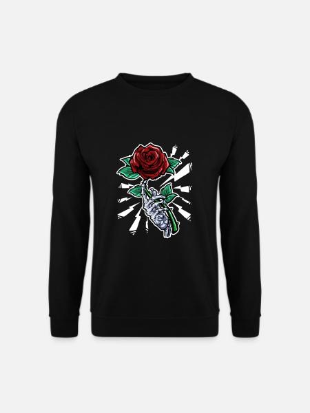 Tattoo Skelett Rose Blumen Körperkunst - Unisex Pullover - Schwarz
