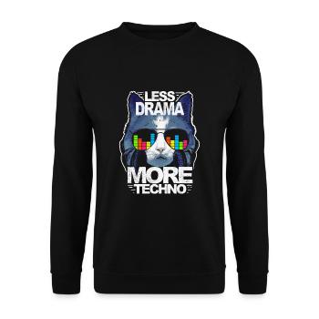 Moins de drame Plus de musique techno house EDM Rave Cat - Sweat-shirt Unisexe - noir - Devant - Alina (178cm) & Michal (187cm)