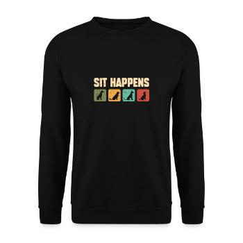 Sit Happens Cute Dogs Funny Dog Trainer - Unisex Sweatshirt - black - Front - Alina (178cm) & Michal (187cm)