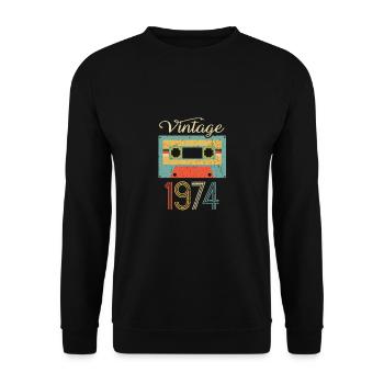 Vintage Cassette 1974 48ème Anniversaire Cadeau - Sweat-shirt Unisexe - noir - Devant - Alina (178cm) & Michal (187cm)