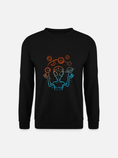 UFO Alien Juggling Planets Space - Unisex Sweatshirt - black