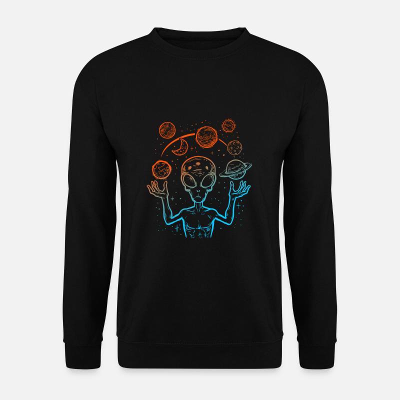 UFO Alien Jonglieren Planeten Weltraum - Unisex Pullover - Schwarz