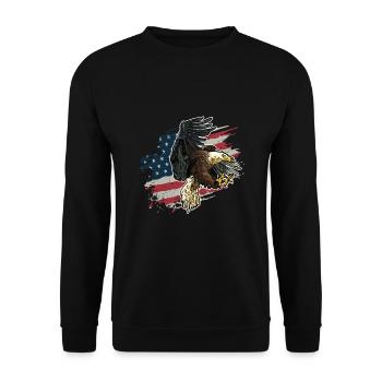 Amerika Patriotismus USA Adler Nationalstolz - Unisex Pullover - Schwarz - Vorne - Alina (178cm) & Michal (187cm)