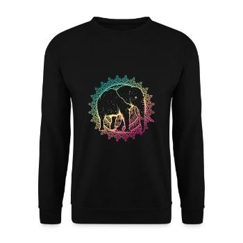 Yoga Elefant Mandala - Unisex Pullover - Schwarz - Vorne - Alina (178cm) & Michal (187cm)