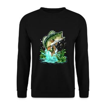 Bass Fisherman Large Mouth Bass Fishing - Unisex Sweatshirt - black - Front - Alina (178cm) & Michal (187cm)
