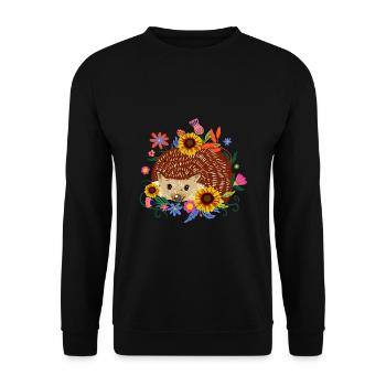Igel Nager Natur Nagetier Blumen Wald - Unisex Pullover - Schwarz - Vorne - Alina (178cm) & Michal (187cm)