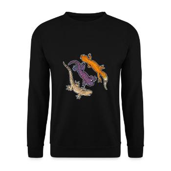 Cute Colorful Leopard Gecko Reptiles Lizard Gecko - Unisex Sweatshirt - black - Front - Alina (178cm) & Michal (187cm)