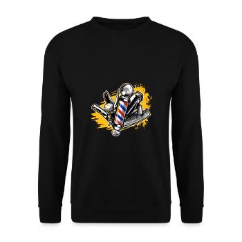 Friseur Zubehör Barber Barbershop Haare Schneiden - Unisex Pullover - Schwarz - Vorne - Alina (178cm) & Michal (187cm)