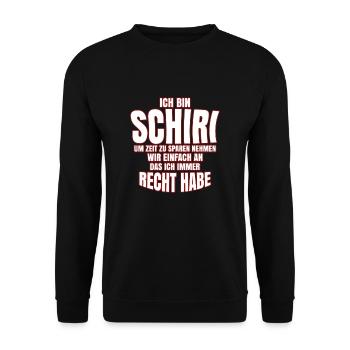 Ich Bin Schiri Lustige Schiedsrichter Sprüche - Unisex Pullover - Schwarz - Vorne - Alina (178cm) & Michal (187cm)