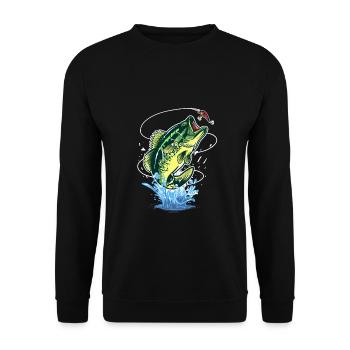 Angelköder Barschfischen Barsche Angler Fischer - Unisex Pullover - Schwarz - Vorne - Alina (178cm) & Michal (187cm)