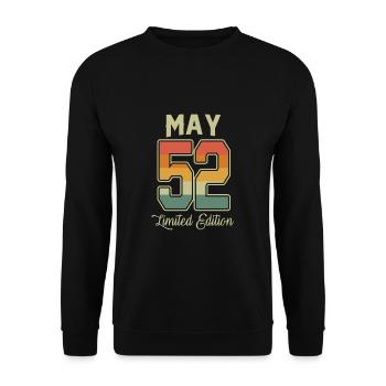 Vintage 70th Birthday May 1952 Sports Gift - Unisex Sweatshirt - black - Front - Alina (178cm) & Michal (187cm)