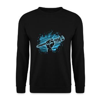 Plombier Chauffagiste Mécanicien Artisan - Sweat-shirt Unisexe - noir - Devant - Alina (178cm) & Michal (187cm)