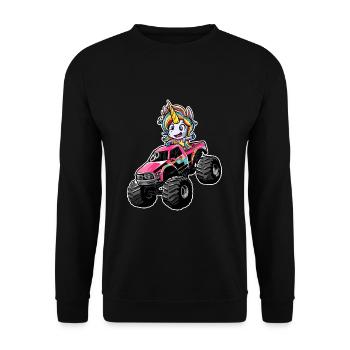 Monster Truck Licorne Camion Fille Pickup - Sweat-shirt Unisexe - noir - Devant - Alina (178cm) & Michal (187cm)