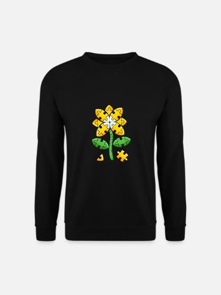 Be Kind Sonnenblume Autismus Autistisch Puzzle - Unisex Pullover - Schwarz