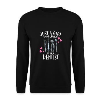 Juste une fille qui aime être dentiste Zahnärztin - Sweat-shirt Unisexe - noir - Devant - Alina (178cm) & Michal (187cm)