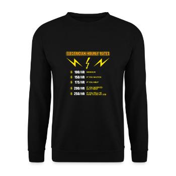 Lustige Handwerker Elektriker Elektroniker Gehalt - Unisex Pullover - Schwarz - Vorne - Alina (178cm) & Michal (187cm)