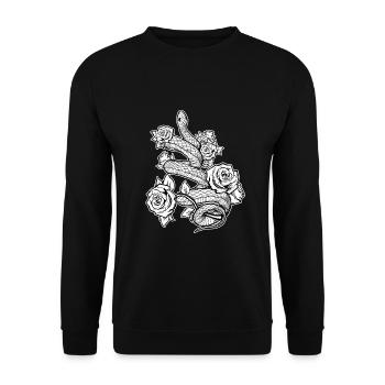 Gothic Snake With Roses Punk Gothic Occult - Unisex Sweatshirt - black - Front - Alina (178cm) & Michal (187cm)