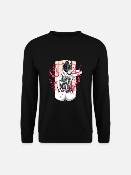 Japanisch Drache Tattoo Samurai Japan Kirschblüte - Unisex Pullover - Schwarz