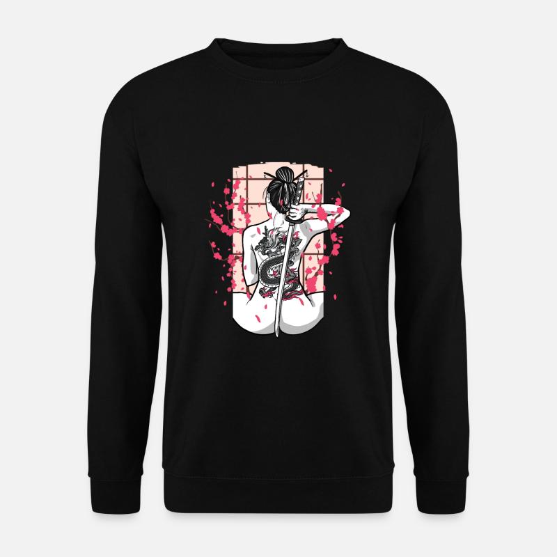 Japanisch Drache Tattoo Samurai Japan Kirschblüte - Unisex Pullover - Schwarz