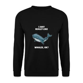 Whale Ocean J’aime vraiment les baleines OK - Sweat-shirt Unisexe - noir - Devant - Alina (178cm) & Michal (187cm)
