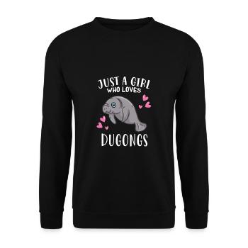 Dugong Seekuh Just A Girl Who Loves Dugongs - Unisex Pullover - Schwarz - Vorne - Alina (178cm) & Michal (187cm)