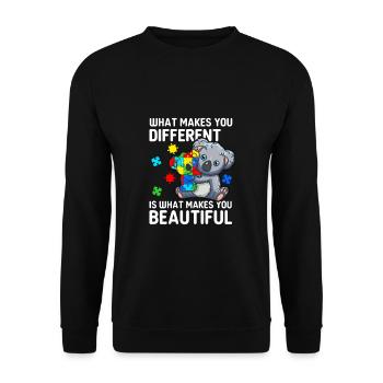 Soyez différent Autisme Mama Koala Autiste - Sweat-shirt Unisexe - noir - Devant - Alina (178cm) & Michal (187cm)