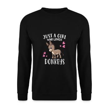 Funny Donkey Lover Just A Girl Who Loves Donkeys - Unisex Sweatshirt - black - Front - Alina (178cm) & Michal (187cm)