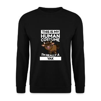 Ochse This Is My Human Costume I'm Really A Yak - Unisex Pullover - Schwarz - Vorne - Alina (178cm) & Michal (187cm)