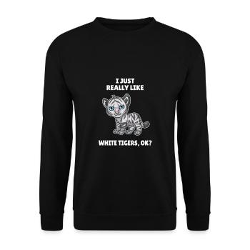 Big Cats J’aime vraiment les tigres blancs OK - Sweat-shirt Unisexe - noir - Devant - Alina (178cm) & Michal (187cm)