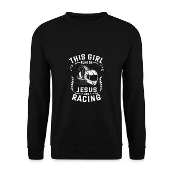 Rennsport Cette fille court sur Jésus et la course - Sweat-shirt Unisexe - noir - Devant - Alina (178cm) & Michal (187cm)