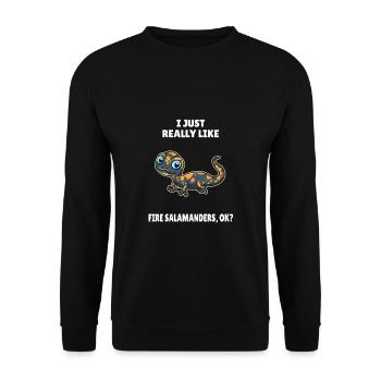 Salamandre J’aime vraiment les salamandres de feu OK - Sweat-shirt Unisexe - noir - Devant - Alina (178cm) & Michal (187cm)
