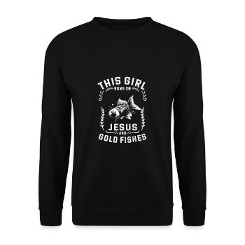 Poisson rouge Cette fille court sur Jésus et les poissons rouges - Sweat-shirt Unisexe - noir - Devant - Alina (178cm) & Michal (187cm)