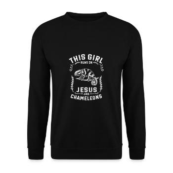 Reptiles This Girl Runs On Jesus And Chameleons - Unisex Sweatshirt - black - Front - Alina (178cm) & Michal (187cm)
