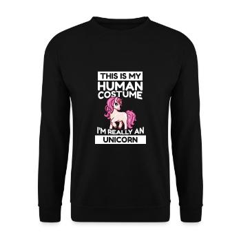 C’est mon costume humain Je suis vraiment une licorne - Sweat-shirt Unisexe - noir - Devant - Alina (178cm) & Michal (187cm)