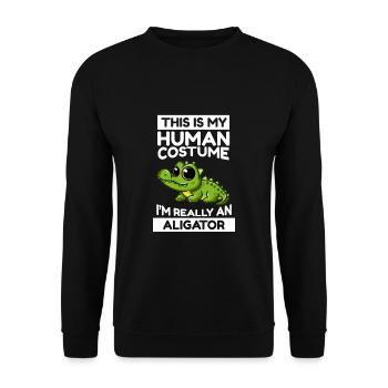 This Is My Human Costume I'm Really An Aligator - Unisex Pullover - Schwarz - Vorne - Alina (178cm) & Michal (187cm)
