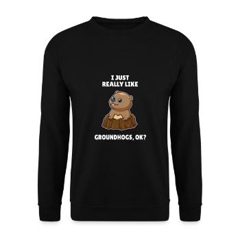 Fan de marmotte J’aime vraiment les marmottes OK - Sweat-shirt Unisexe - noir - Devant - Alina (178cm) & Michal (187cm)