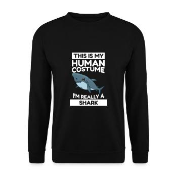 Hai C’est mon costume humain Je suis vraiment un requin - Sweat-shirt Unisexe - noir - Devant - Alina (178cm) & Michal (187cm)