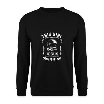 Nageurs Cette fille court sur Jésus et nage - Sweat-shirt Unisexe - noir - Devant - Alina (178cm) & Michal (187cm)