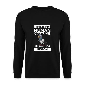 C’est mon costume humain Je suis vraiment un pigeon - Sweat-shirt Unisexe - noir - Devant - Alina (178cm) & Michal (187cm)