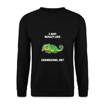 Reptile Lover I Just Really Like Chameleons OK - Unisex Sweatshirt - black - Front - Alina (178cm) & Michal (187cm)