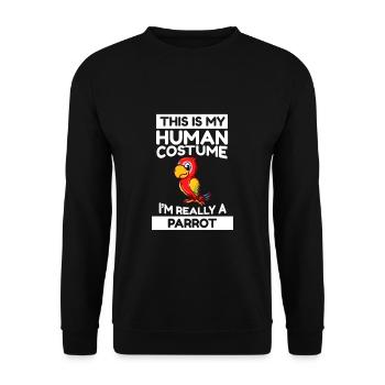 C’est mon costume humain Je suis vraiment un perroquet - Sweat-shirt Unisexe - noir - Devant - Alina (178cm) & Michal (187cm)