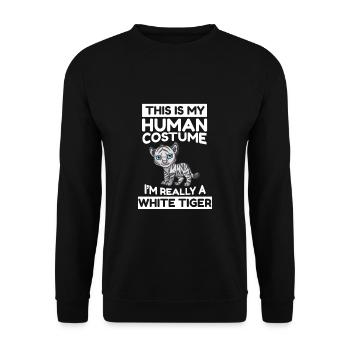 This Is My Human Costume I'm Really A White Tiger - Unisex Sweatshirt - black - Front - Alina (178cm) & Michal (187cm)
