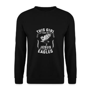 Eagle Birds This Girl Runs On Jesus And Eagles - Unisex Sweatshirt - black - Front - Alina (178cm) & Michal (187cm)