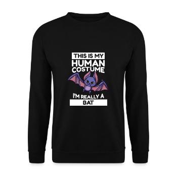 Fledermaus This Is My Human Costume I'm Really Bat - Unisex Pullover - Schwarz - Vorne - Alina (178cm) & Michal (187cm)