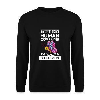 This Is My Human Costume I'm Really A Butterfly - Unisex Sweatshirt - black - Front - Alina (178cm) & Michal (187cm)