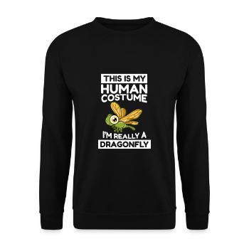 This Is My Human Costume I'm Really A Dragonfly - Unisex Pullover - Schwarz - Vorne - Alina (178cm) & Michal (187cm)
