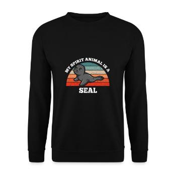 Robbe Seehund My Spirit Animal Is A Seal - Unisex Pullover - Schwarz - Vorne - Alina (178cm) & Michal (187cm)