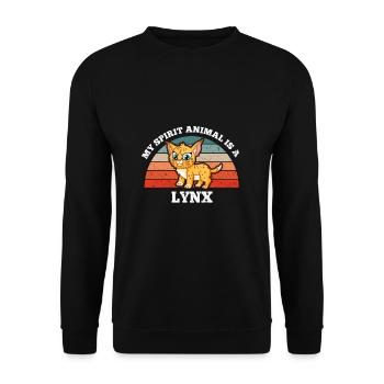 Wildkatze Luchs My Spirit Animal Is A Lynx - Unisex Pullover - Schwarz - Vorne - Alina (178cm) & Michal (187cm)